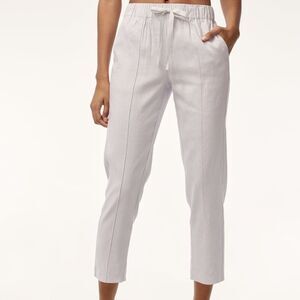 Babaton Errol Linen Drawstring Pants – Cream Beige, Cropped, Size S